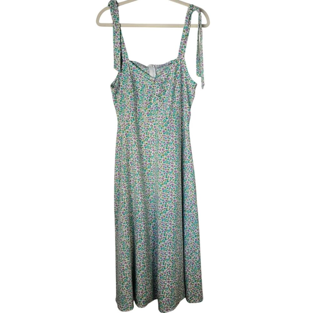 Coquette Floral French Inspired Sweetheart Midi Dress Garden Party Ditsy ALine M